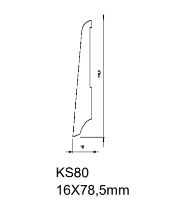 Drewniana listwa przypodłogowa lakierowana KS80 (240 cm x 7,9 cm x 1,6 cm) Merbau