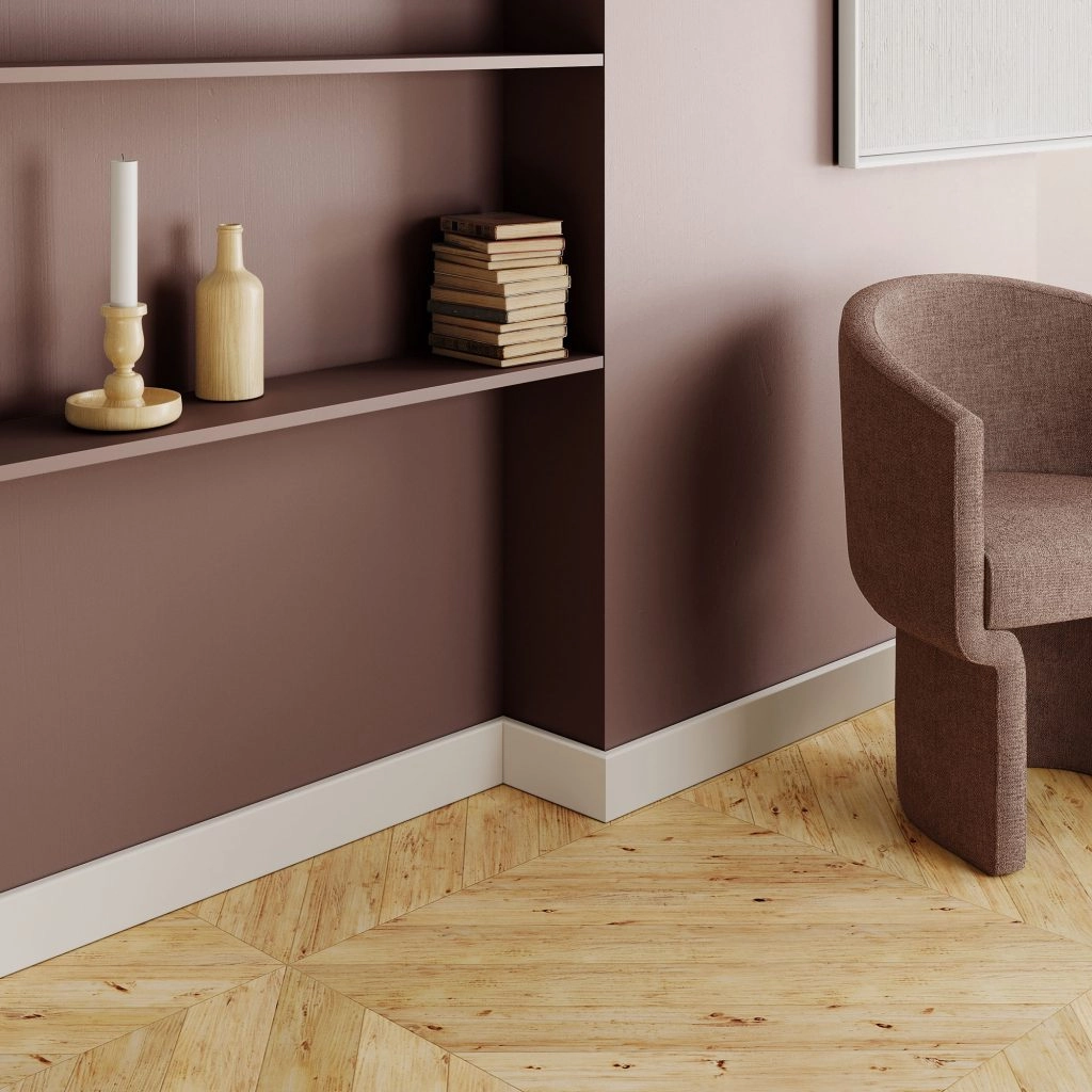 PRÓBKA 20 CM - Listwa przypodłogowa MDF TRIO R5, Biała Premium, 8cm