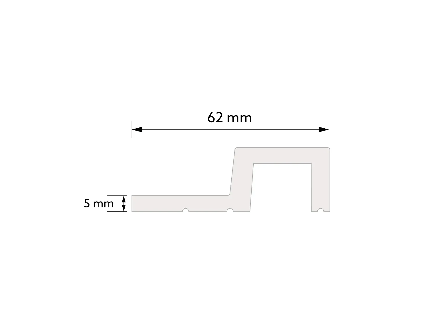 Prawe zakończenie lameli L0304R kolor ciemny dąb wym. 270 x 2 x 6.2 cm, z PolyForce
