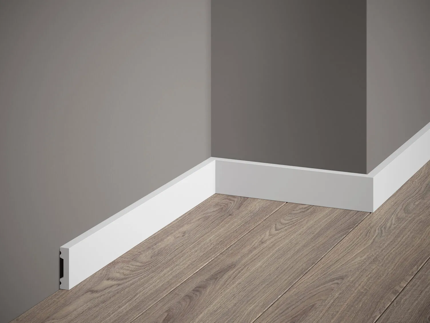 Listwa przypodłogowa Premium MD011P biała RAL 9003 wym. 200 x 1 x 4 cm, z PolyForce