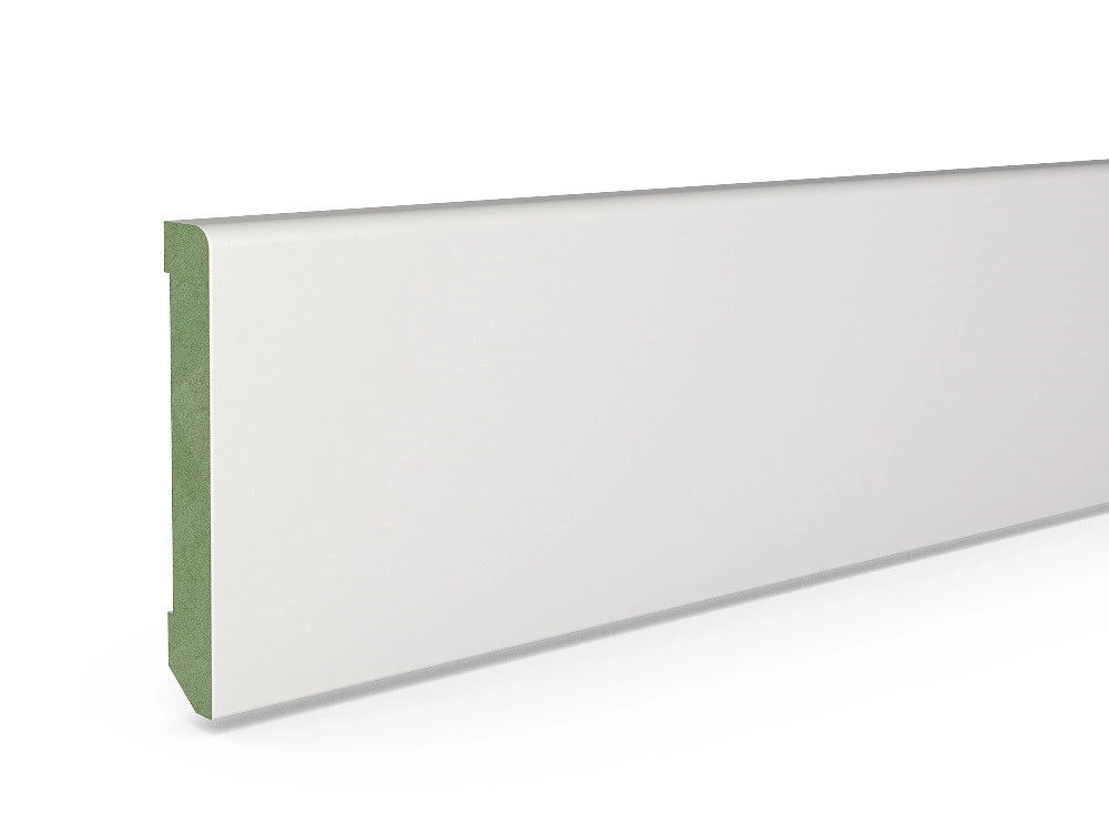 Listwa przypodłogowa MDF Plus wilgocioodporna biała R3 (205 cm x 8 cm x 1,6 cm) lakier półmatowy RAL 9003