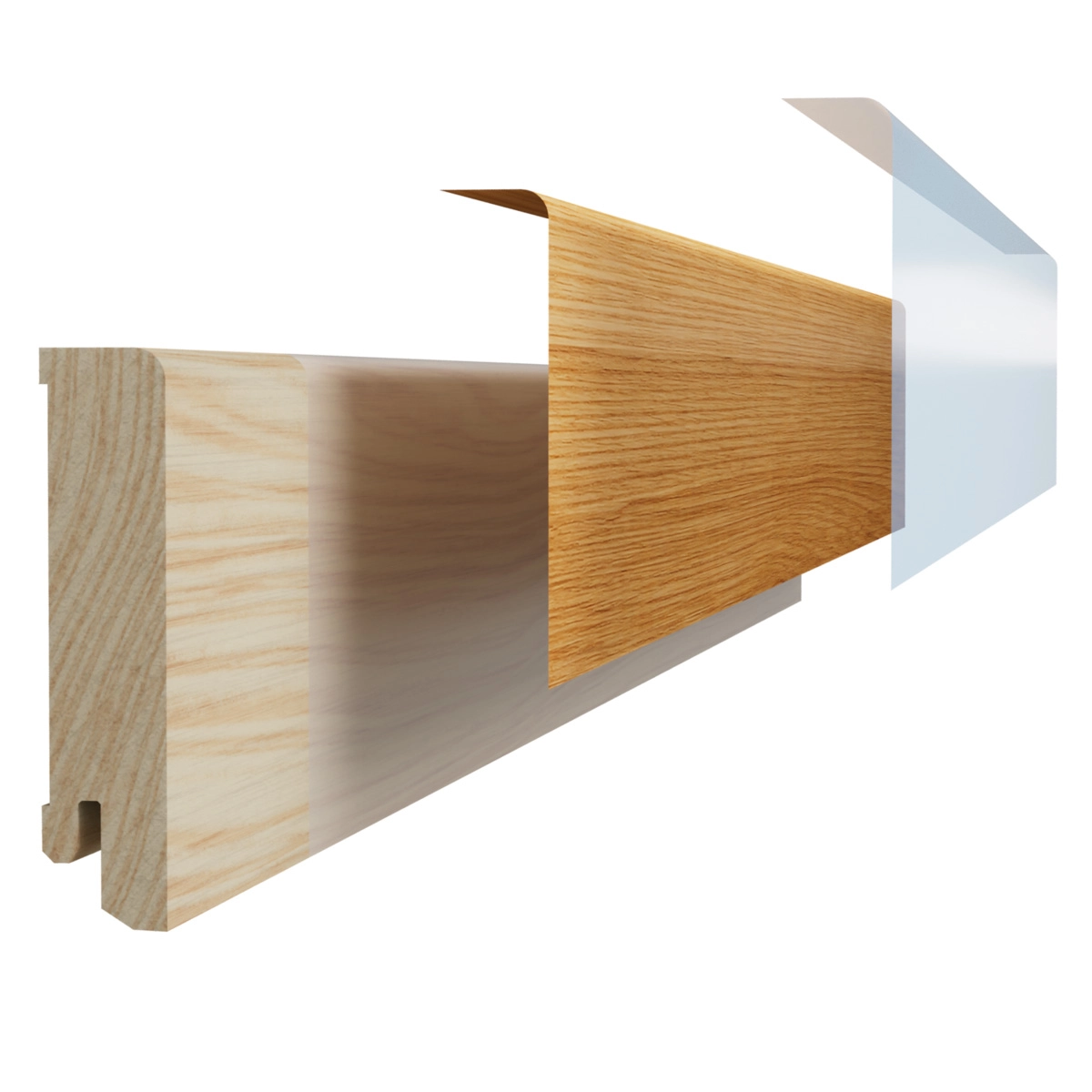 PRÓBKA 20 CM - Listwa przypodłogowa drewniana 80x18 mm - dąb lakierowany