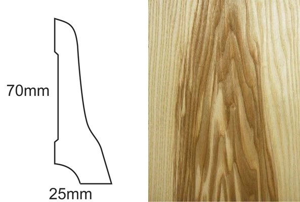 Listwa przypodłogowa fornirowana nielakierowana LP70 (240 cm x 7 cm x 2,5 cm) jesion ciemny
