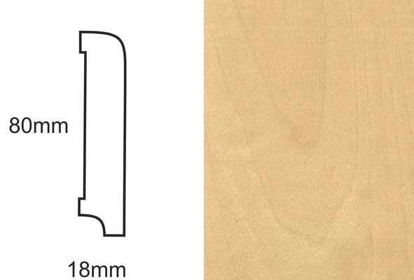 Listwa przypodłogowa fornirowana lakierowana CP80 R10 (240 cm x 8 cm x 1,8 cm) brzoza