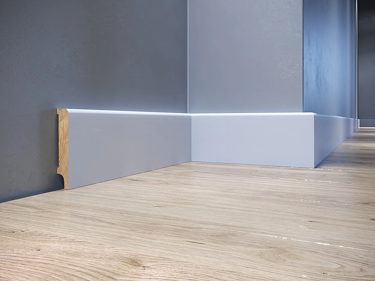 Listwa przypodłogowa drewniana lakierowana Lapis 100 (240 cm x 10 cm x 1,6 cm) białe drewno iglaste