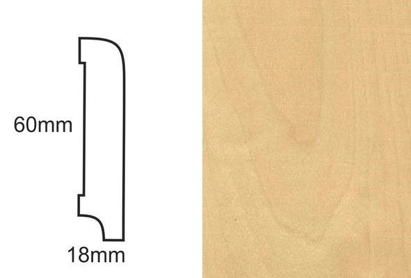 Listwa przypodłogowa fornirowana lakierowana CP60 (240 cm x 6 cm x 1,8 cm) brzoza