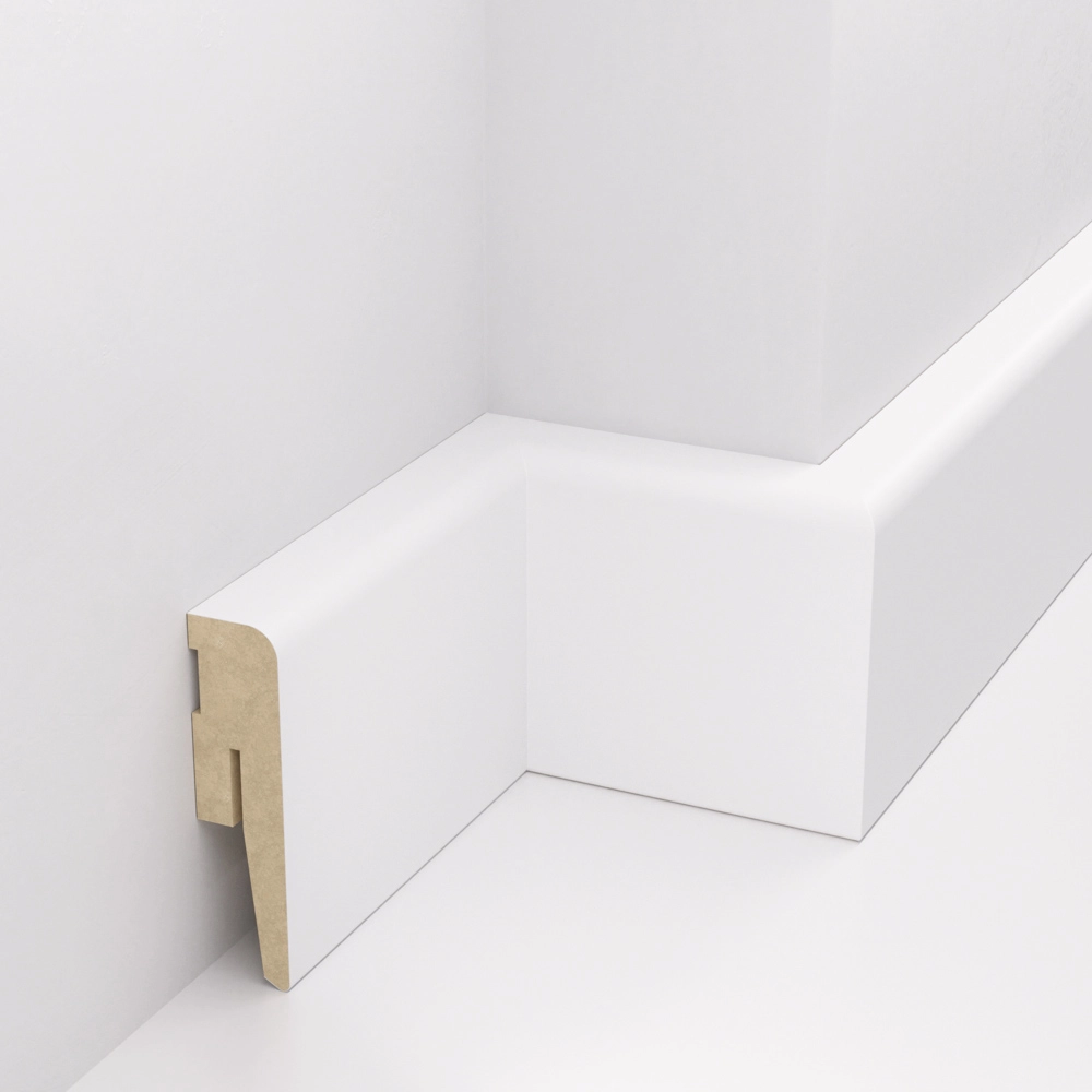 PRÓBKA 20 CM - Listwa przypodłogowa MDF TRIO R5, Biała Premium, 6cm