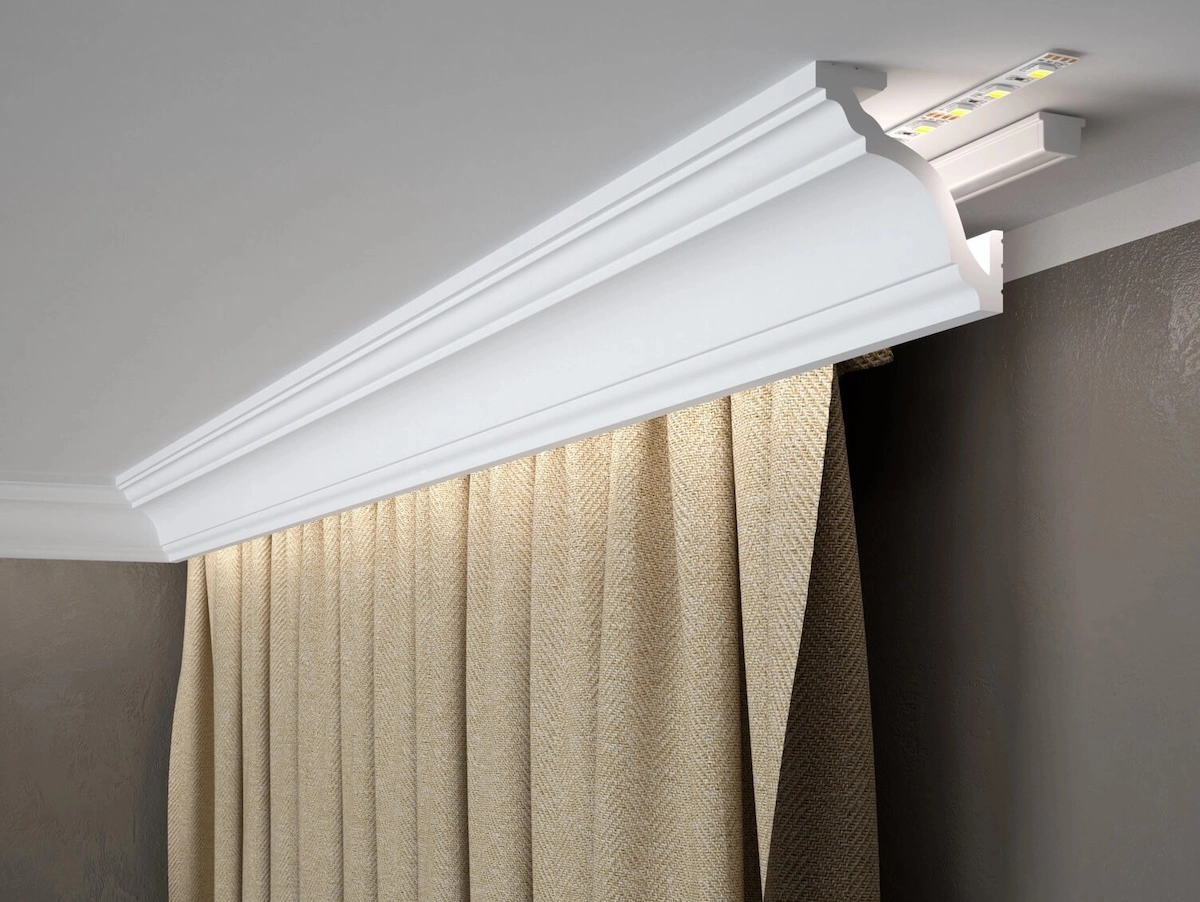 PRÓBKA 20 cm - Listwa karniszowa Mardom Decor MD213 biała wym. 8.1 x 8.1 cm, z PolyForce