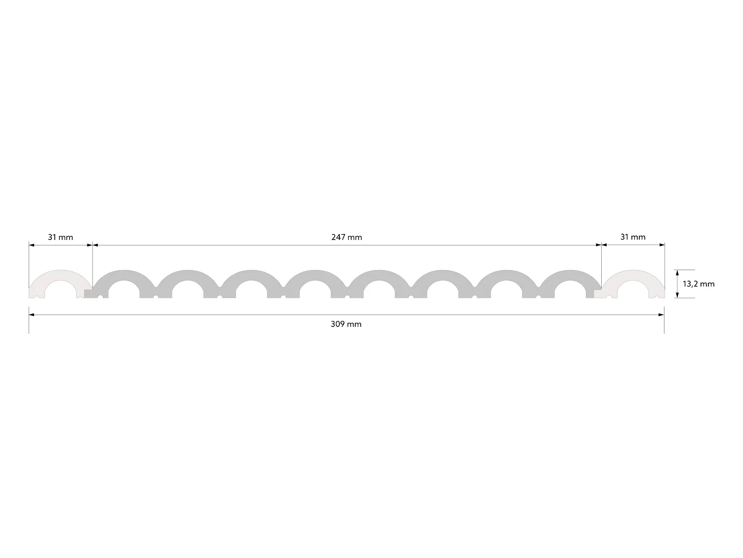 Lewe zakończenie panela ściennego WP001LP Duna biały RAL 9003 wym. 270 x 1.32 x 3.1 cm, z PolyForce