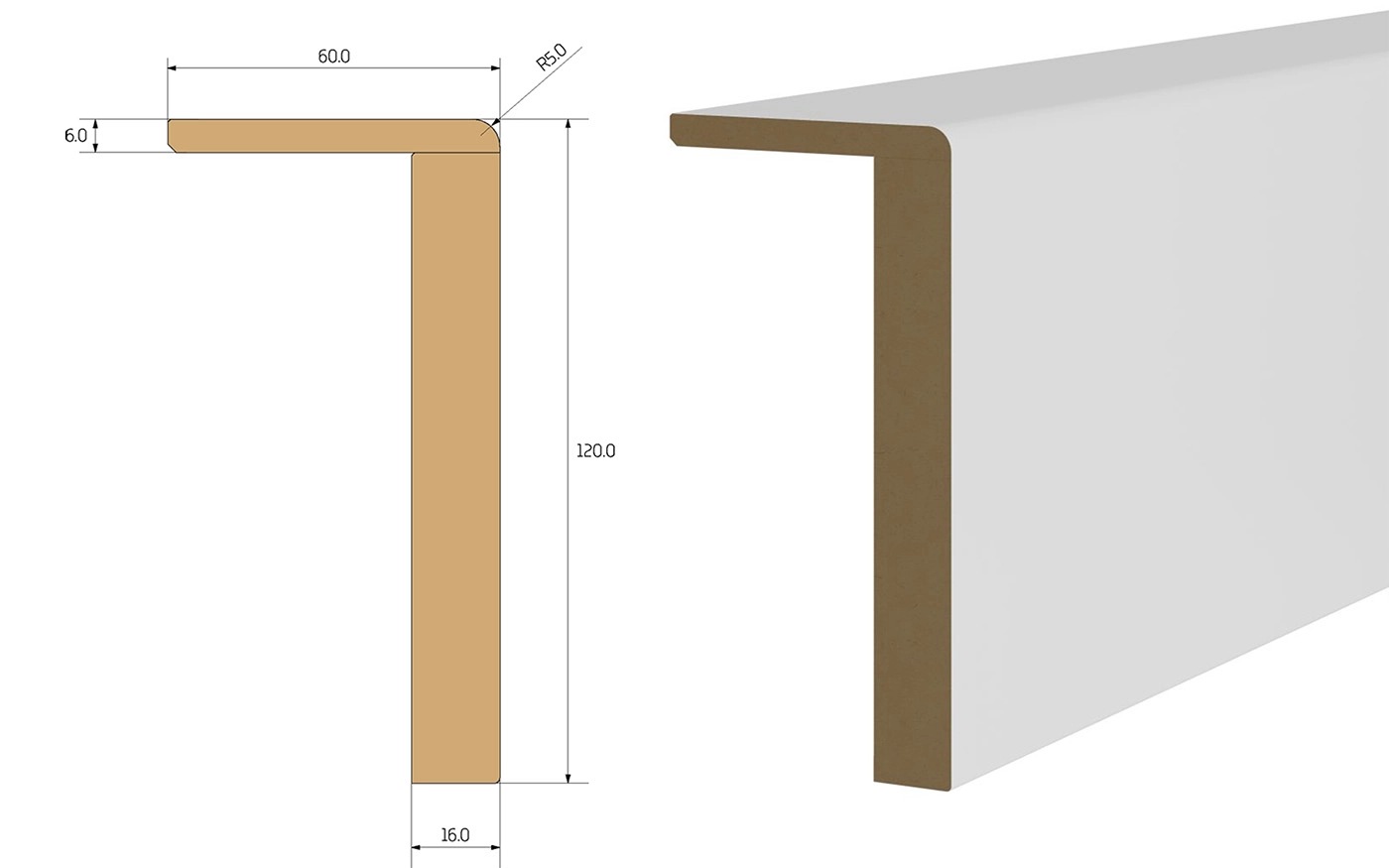 Maskownica kątowa MDF biała listwa maskująca karnisz rury kable 12x6x240 cm