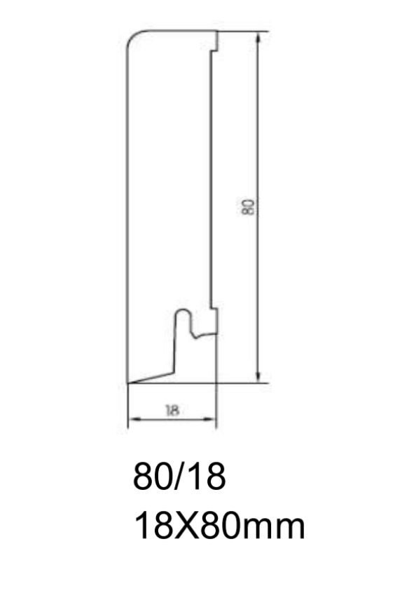 Listwa przypodłogowa 80/18 biała white covered (240 cm x 8cm x 1,8cm)