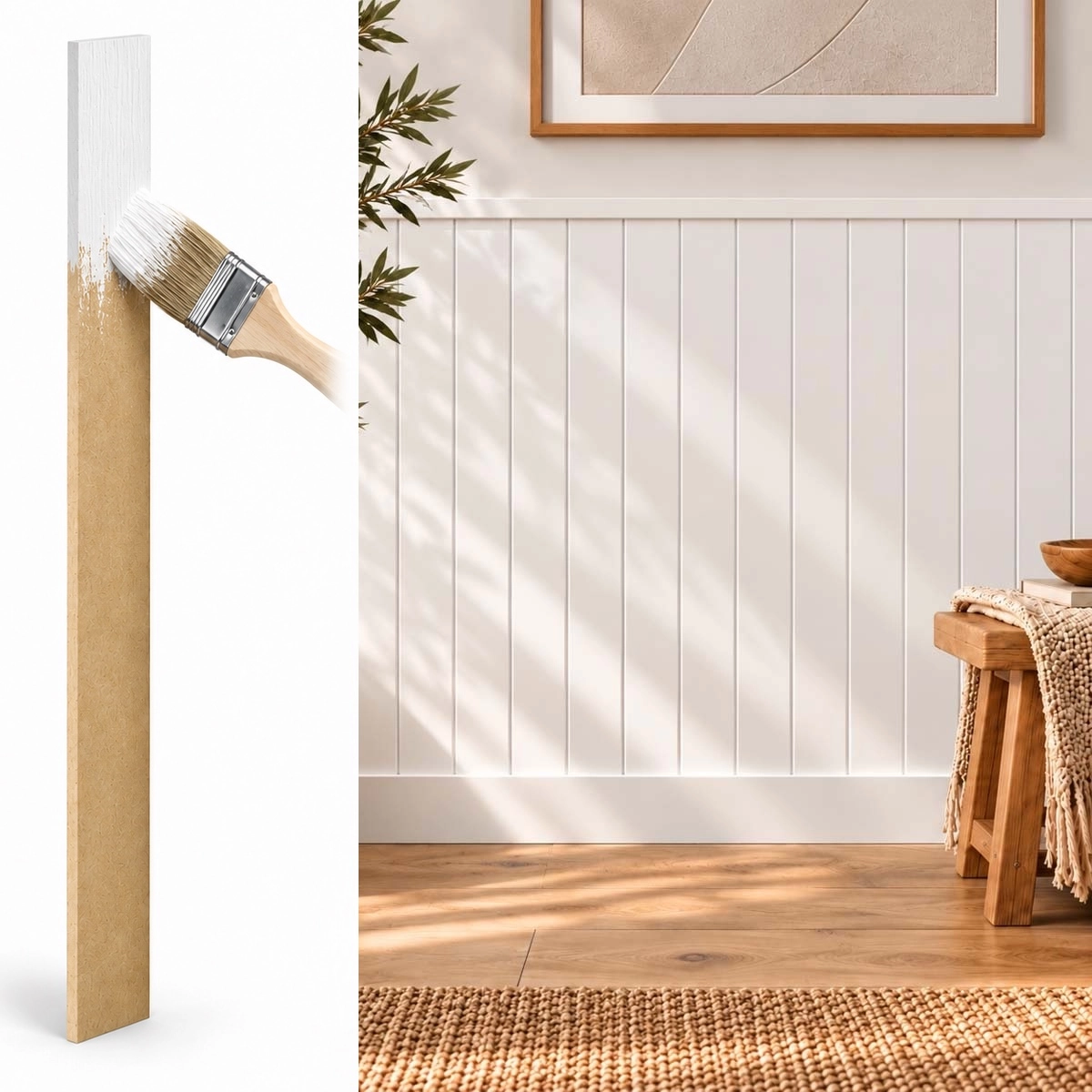 Listwa boazeryjna ELEGANT, boazeria ścienna MDF, do malowania