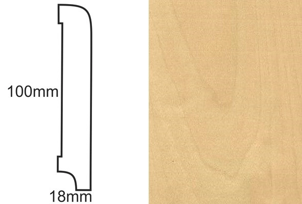 Listwa przypodłogowa fornirowana lakierowana CP100 R10 (240 cm x 10 cm x 1,8 cm) brzoza