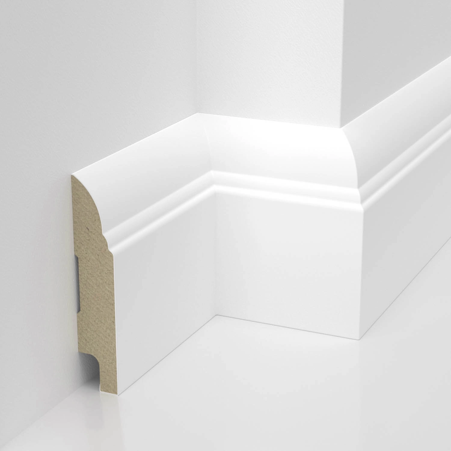 PRÓBKA 20 CM - Listwa przypodłogowa MDF lakierowana biała z wodoodporną powłoką BELLA 8cm