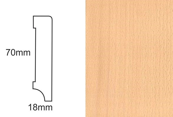 Listwa przypodłogowa fornirowana nielakierowana CP70 R3 (240 cm x 7 cm x 1,8 cm) buk