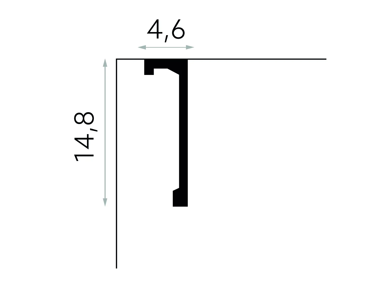 Maskownica karnisza QL036 biała wym. 240 x 4.6 x 14.8 cm, z PolyForce