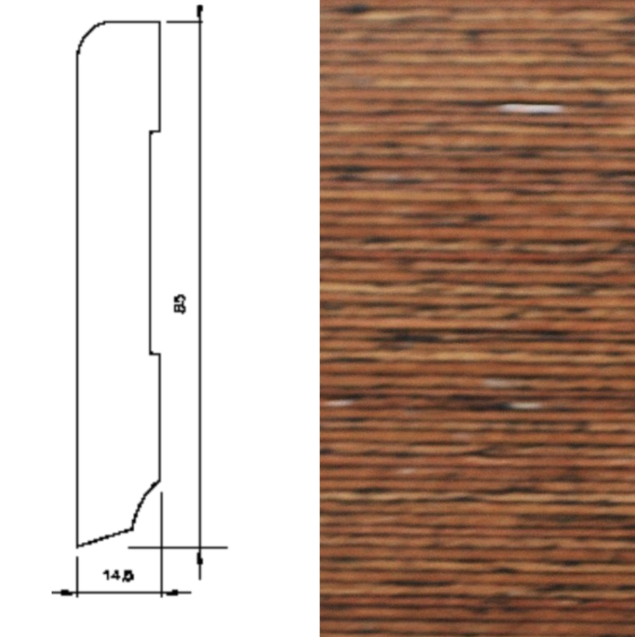 Drewniana listwa przypodłogowa lakierowana 95/15 (240 cm x 9,5 cm x 1,5 cm) Wenge