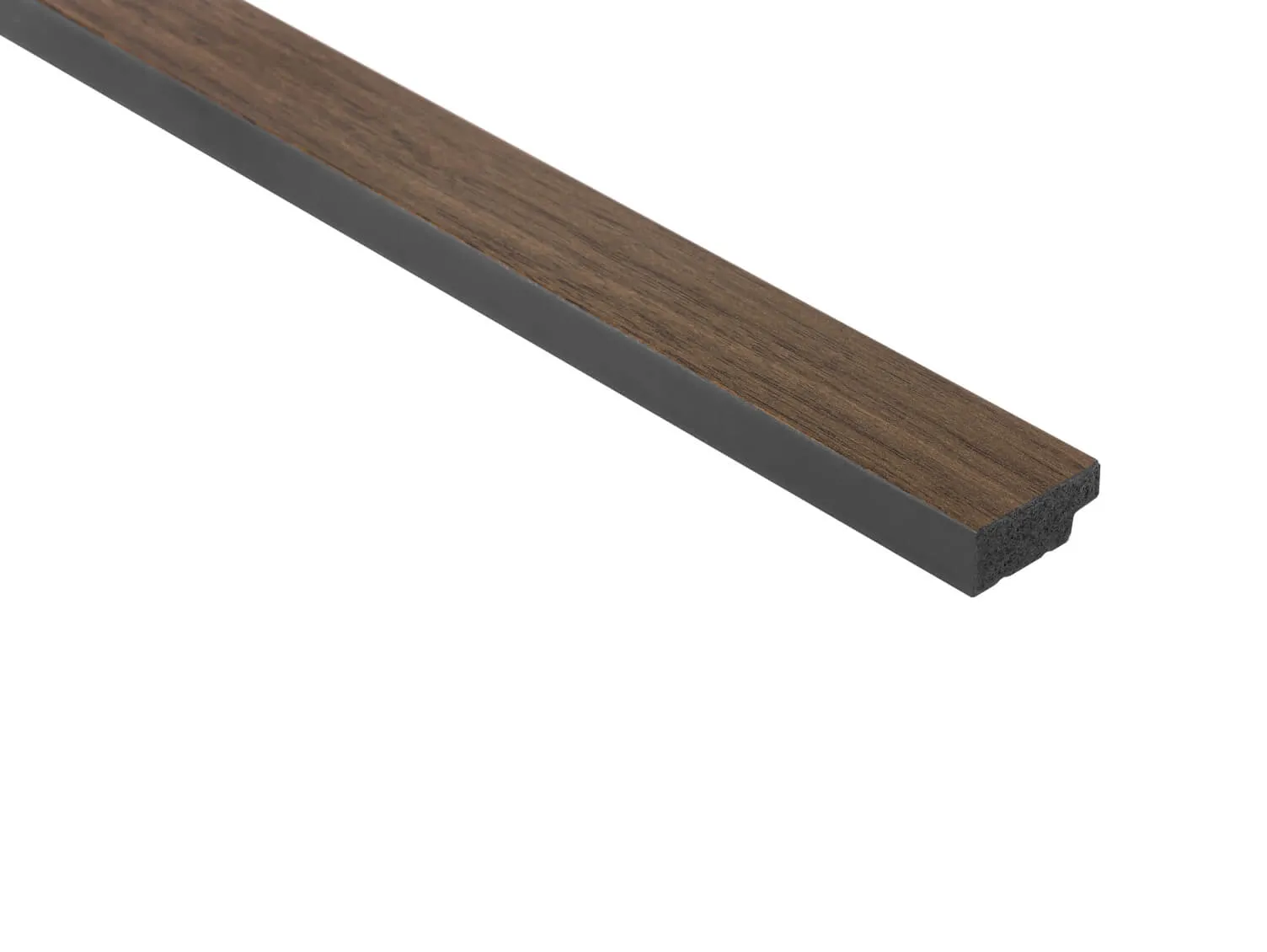 Lamela ścienna lewe zakończenie L0204LT kolor ciemny dąb wym. 200 x 1.2 x 2.8 cm, z PolyForce