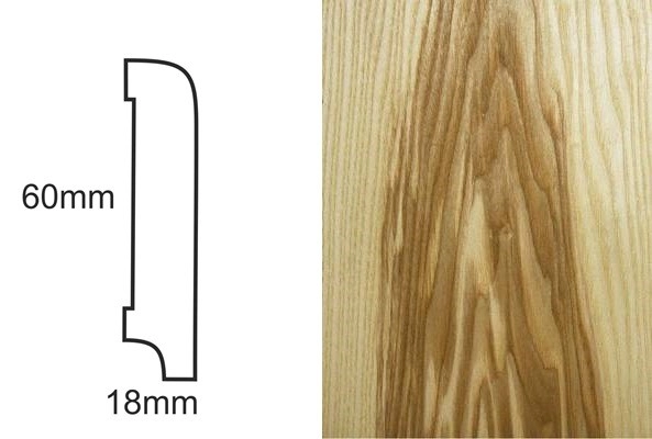 Listwa przypodłogowa fornirowana nielakierowana CP60 (240 cm x 6 cm x 1,8 cm) jesion ciemny