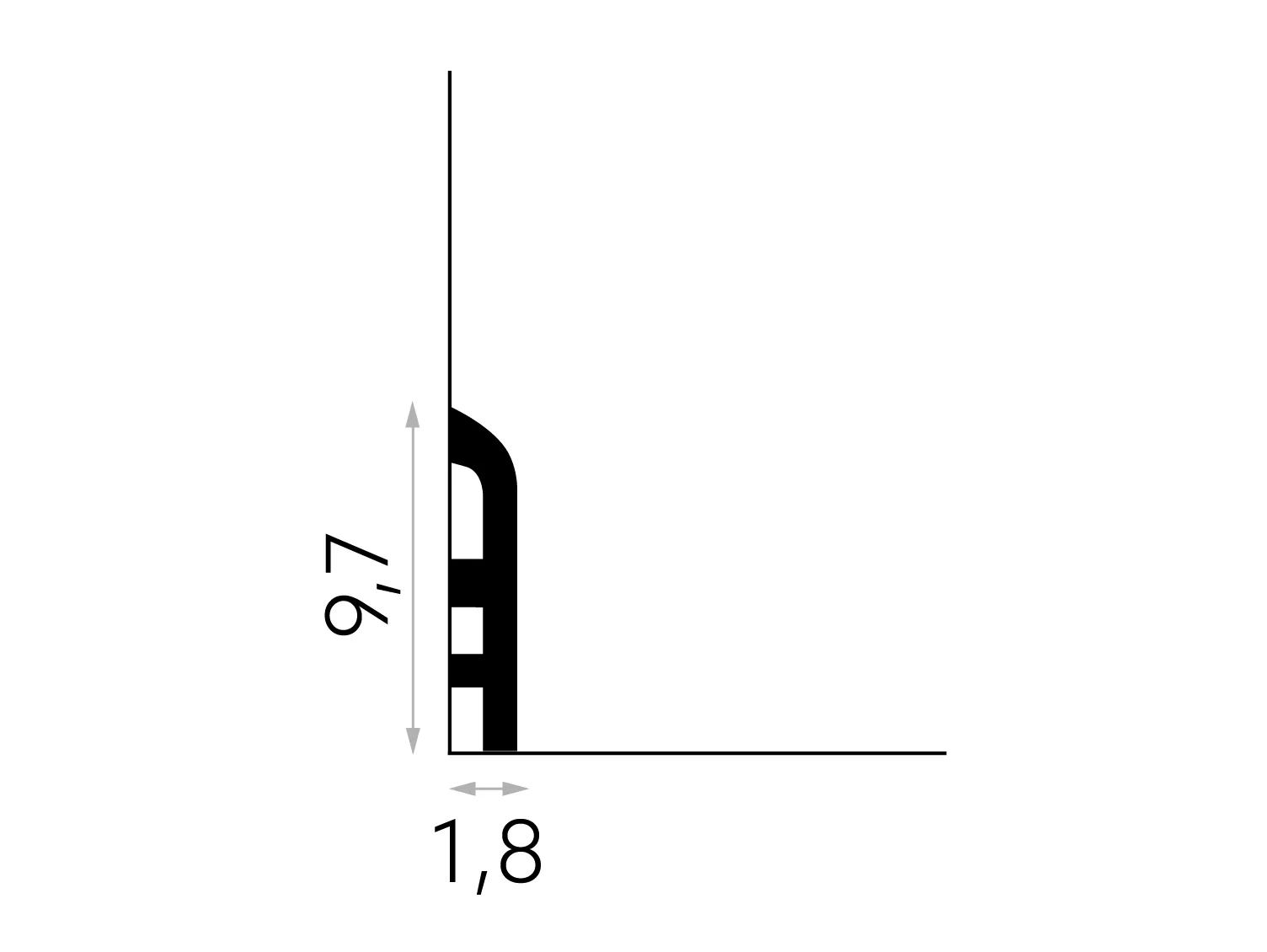 Listwa przypodłogowa elastyczna MD355F biała wym. 200 x 1.8 x 9.7 cm, z Flex