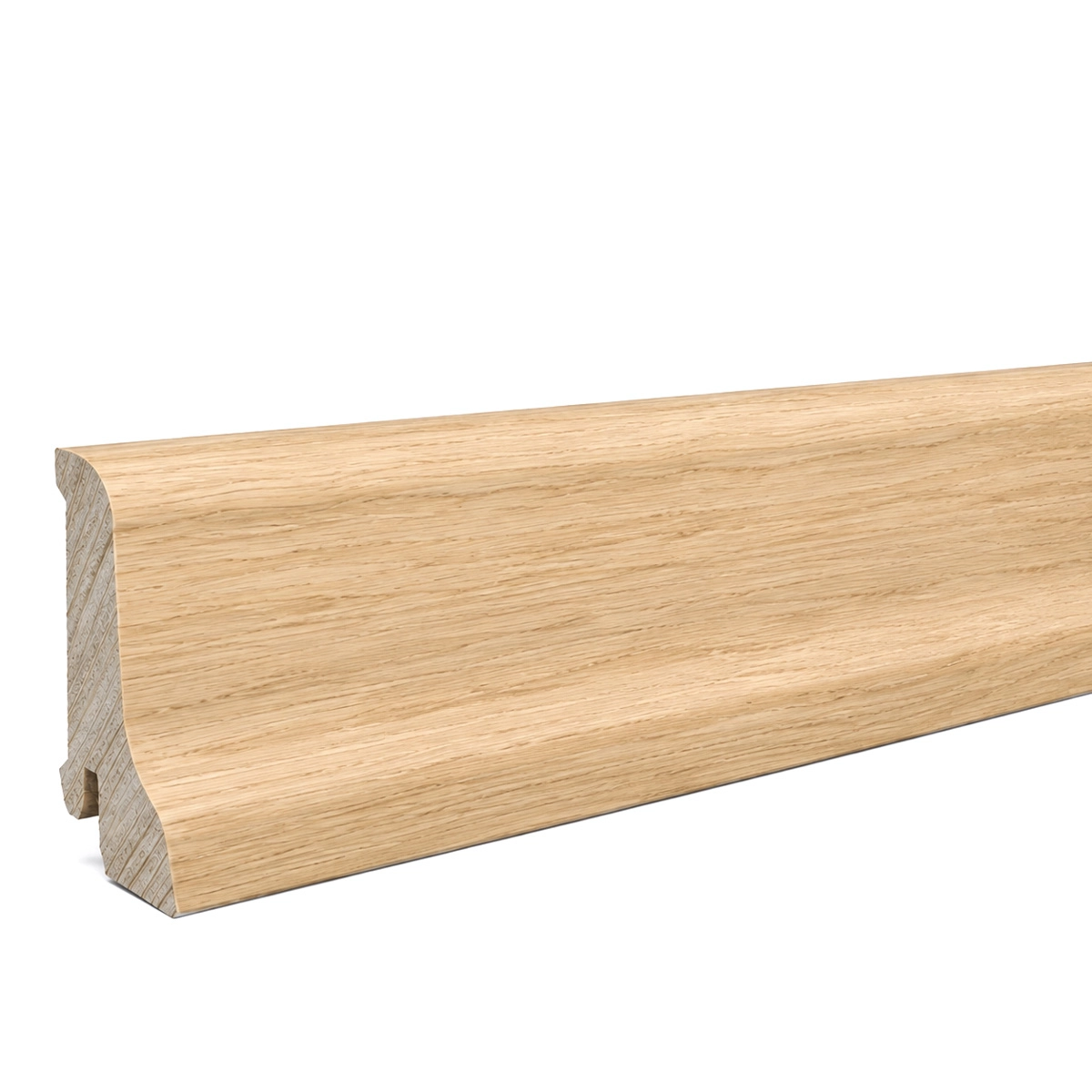 PRÓBKA 20 CM - Listwa przypodłogowa drewniana do malowania, dąb europejski surowy, 60x21 mm