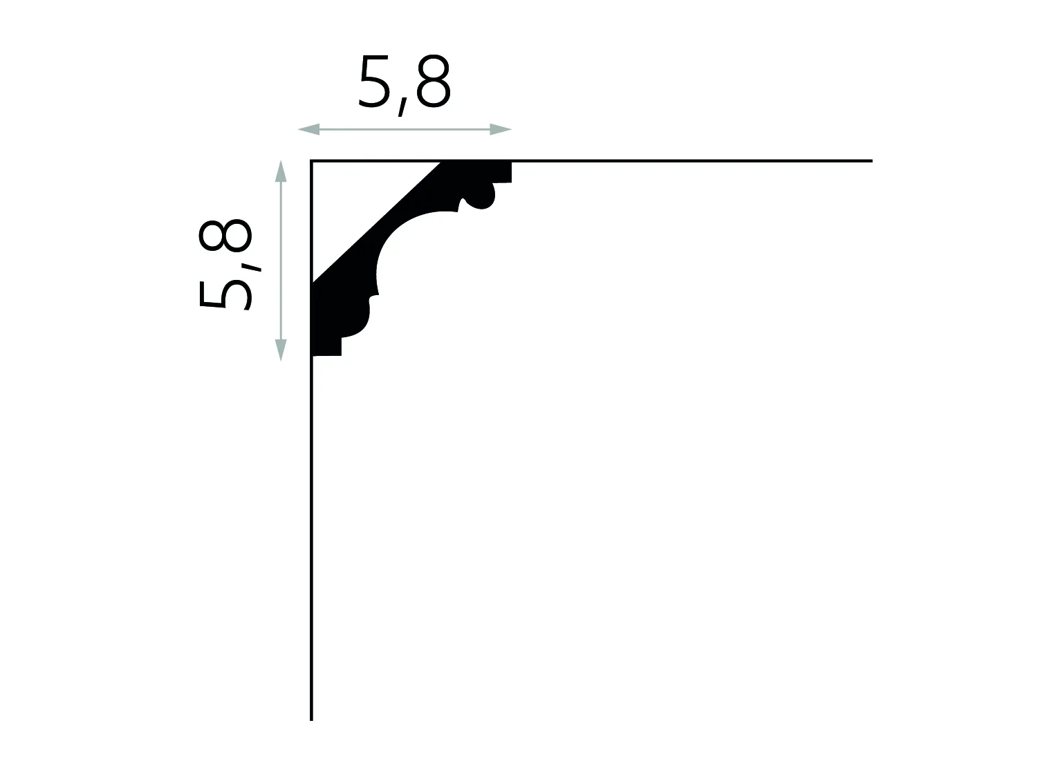 Listwa przysufitowa MDA005F biała wym. 200 x 5.8 x 5.8 cm, z Flex