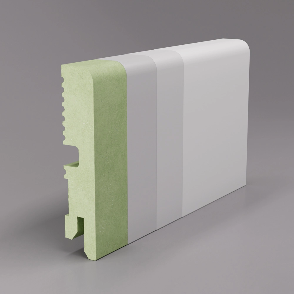 Listwa przypodłogowa lakierowana biała, MDF wilgocioodporny, FOGE LB1 - 8cm
