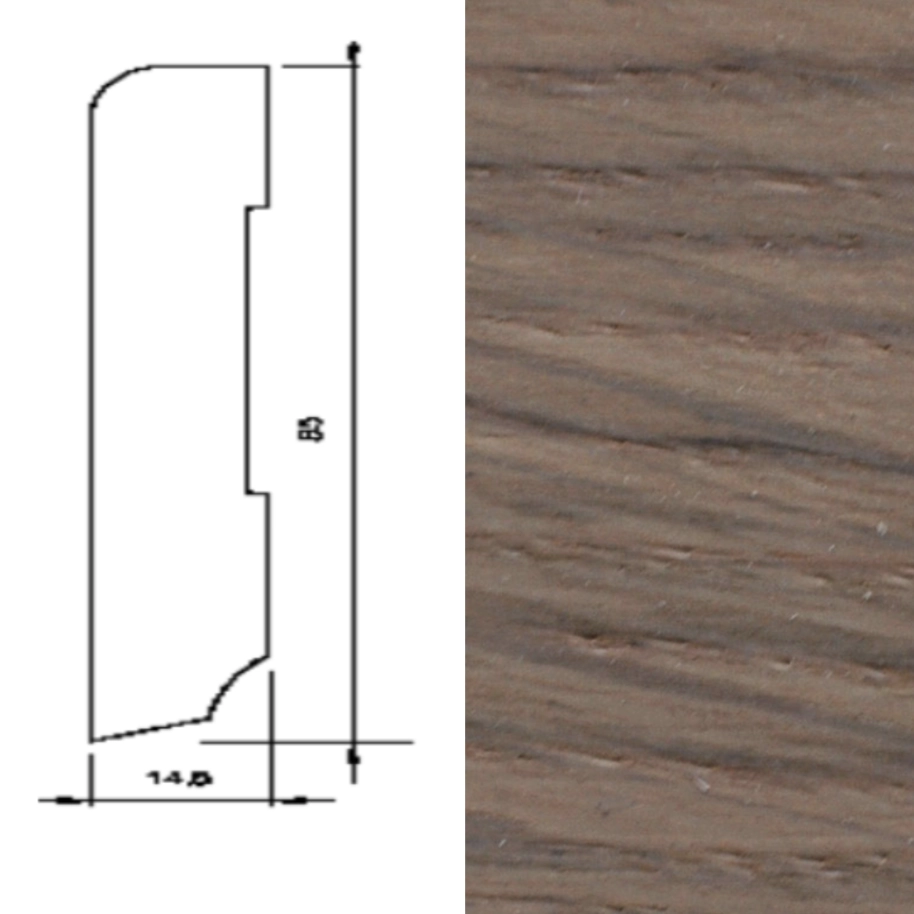 Drewniana listwa przypodłogowa lakierowana 60/16 (240 cm x 6 cm x 1,5 cm) Dąb Latte Macchiato
