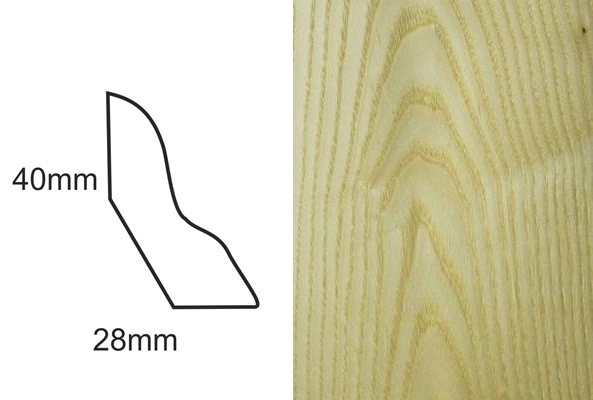 Listwa przypodłogowa fornirowana lakierowana LP50 (240 cm x 4 cm x 2,8 cm) jesion select