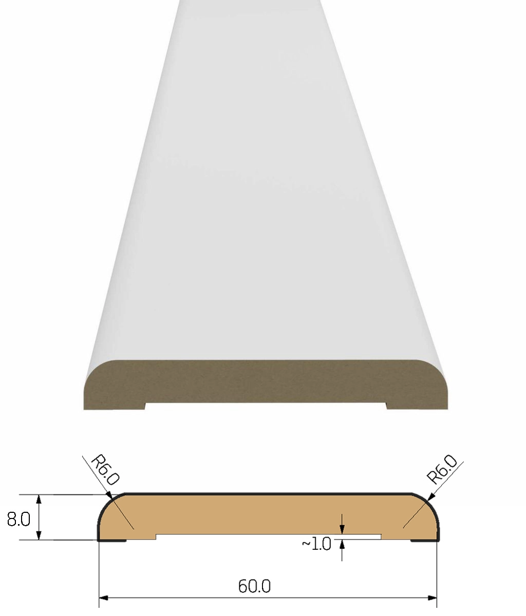 Opaska drzwiowa 3 szt. komplet, listwa maskująca MDF biała, obramowanie drzwi 6 cm
