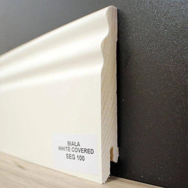 Listwa przypodłogowa SEG100 biała white covered (240 cm x 9,5cm x 1,4cm)