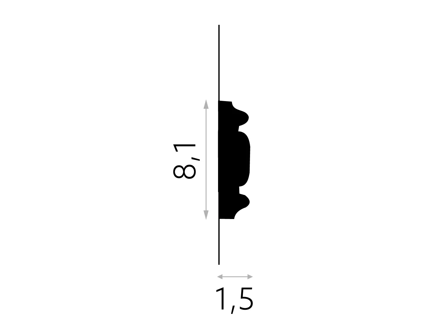 Listwa ścienna elastyczna MDC250F biała wym. 200 x 1.5 x 8.1 cm, z flexu