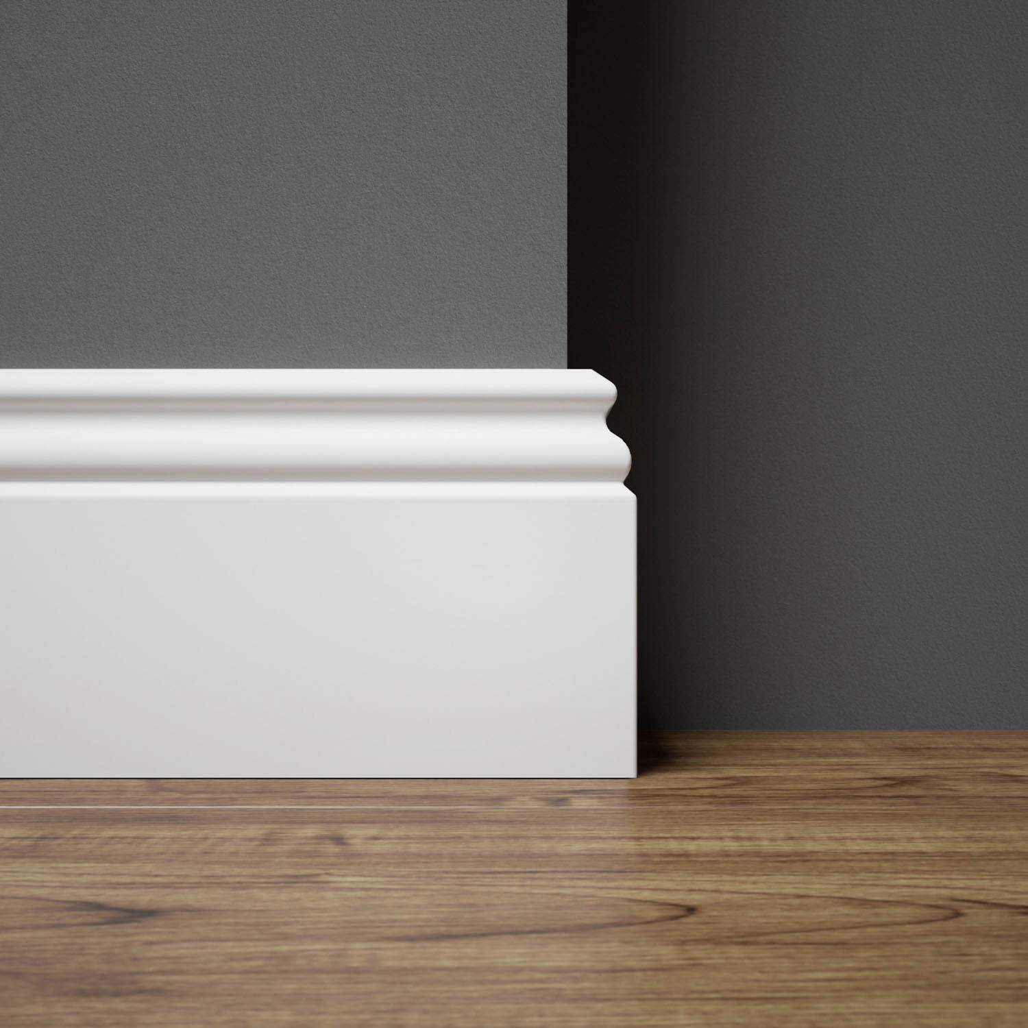 PRÓBKA 20 CM - Listwa przypodłogowa MDF - ESTILO 8cm - Biała Premium