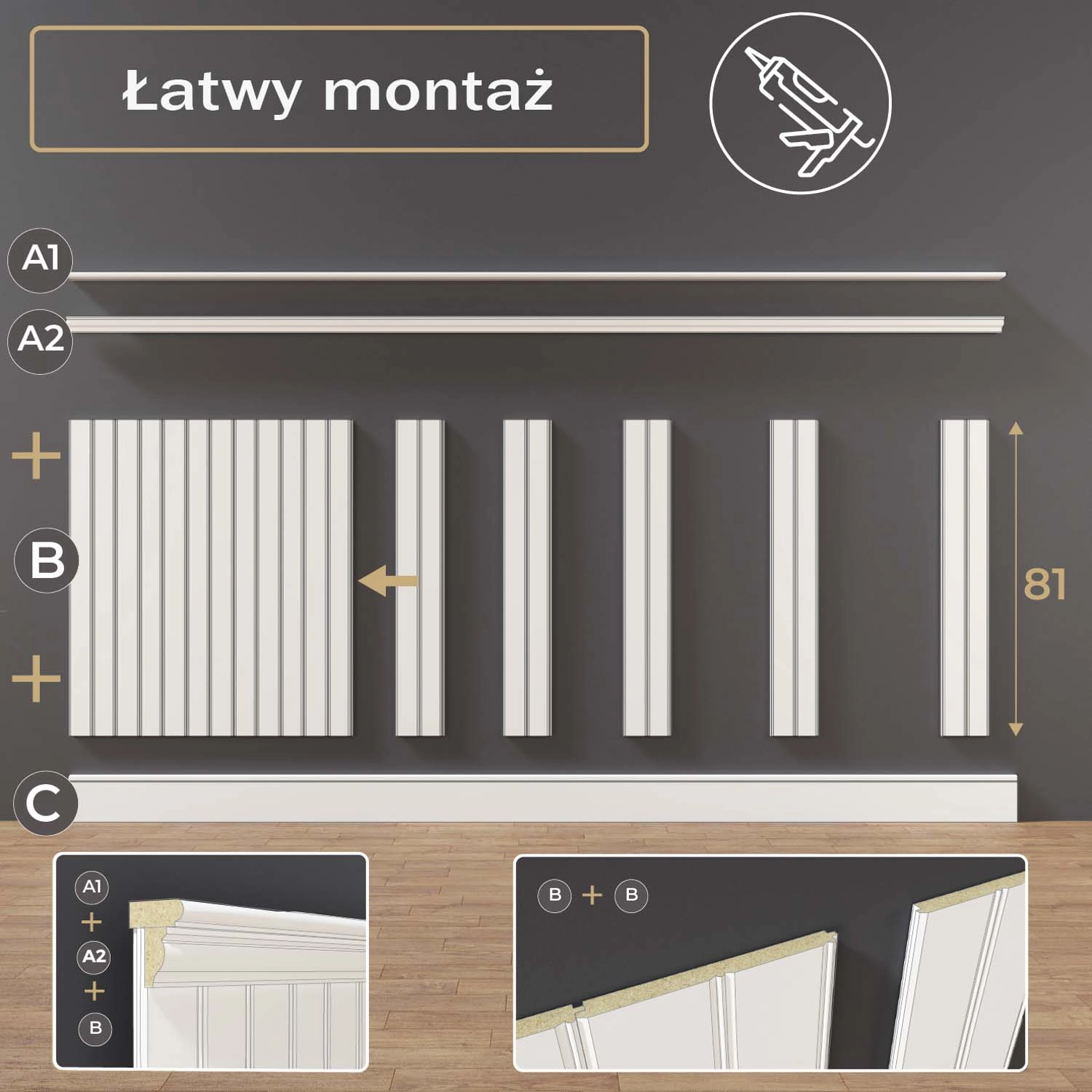 PRÓBKA 20 CM - Listwa boazeryjna NOVA lakierowana 12,5cm