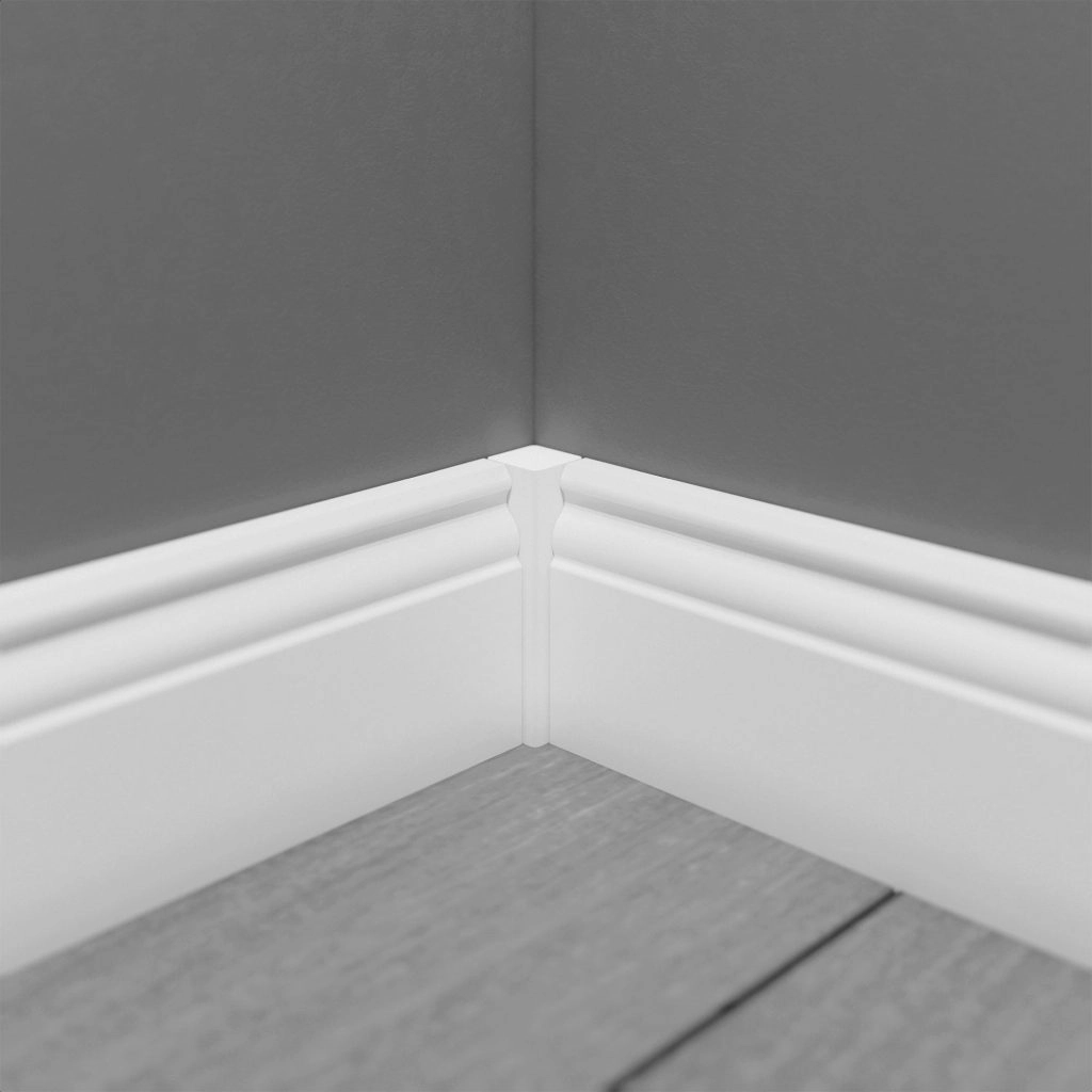 PRÓBKA 20 CM - Listwa przypodłogowa MDF TRIO R5, Biała Premium, 8cm