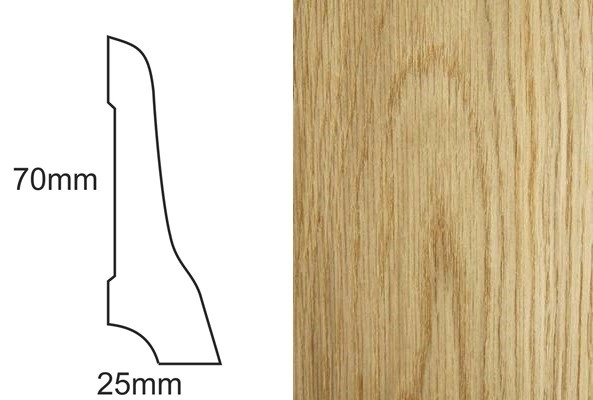 Listwa przypodłogowa fornirowana lakierowana LP70 (240 cm x 7 cm x 2,5 cm) dąb