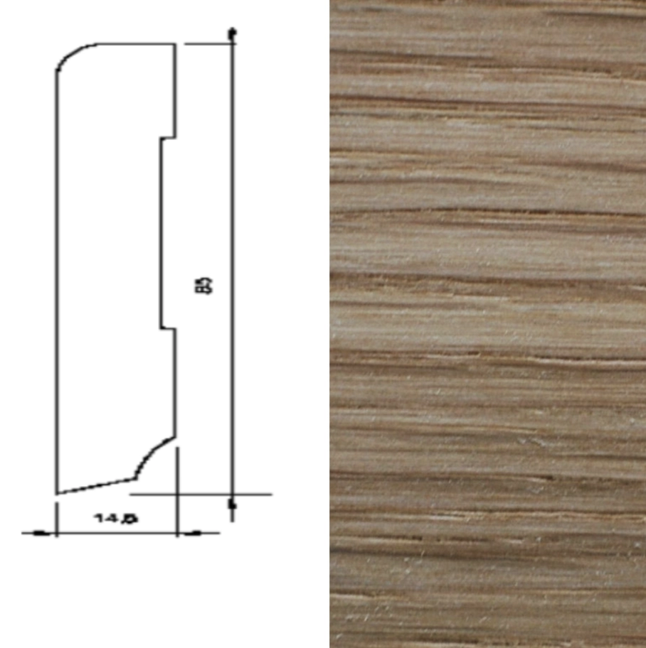 Drewniana listwa przypodłogowa olejowana 60/16 (240 cm x 6 cm x 1,5 cm) Dąb Szczotka Olej