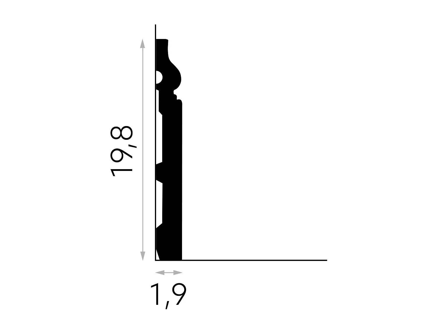 Listwa przypodłogowa Premium MD020P biała wym. 200 x 1.9 x 19.8 cm, z PolyForce