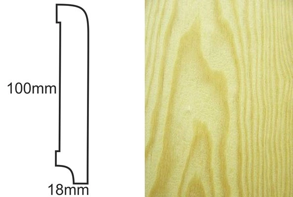 Listwa przypodłogowa fornirowana nielakierowana CP100 R10 (240 cm x 10 cm x 1,8 cm) sosna