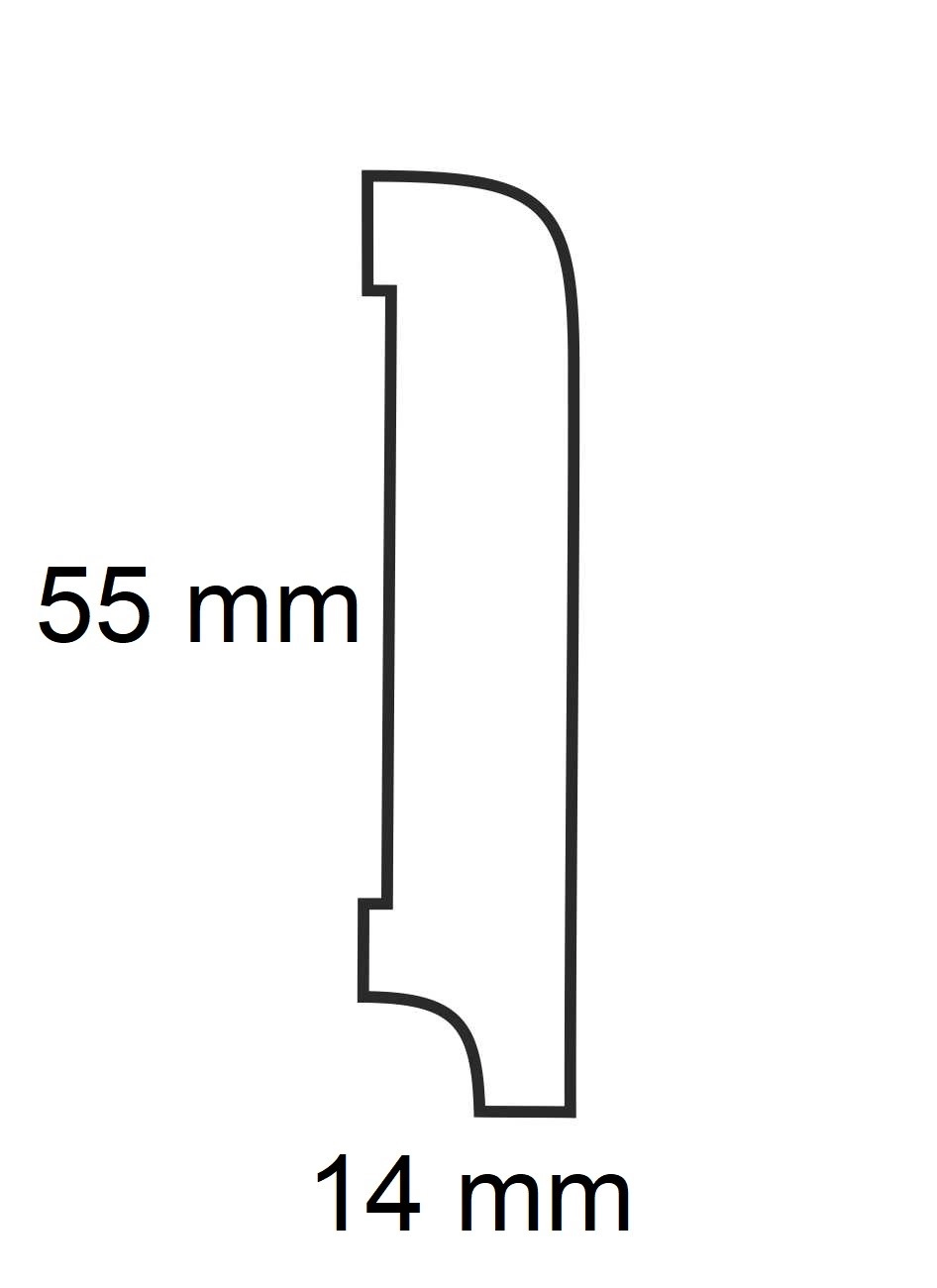 Listwa przypodłogowa fornirowana lakierowana CP55 (230 cm x 5,5 cm x 1,4 cm) dąb
