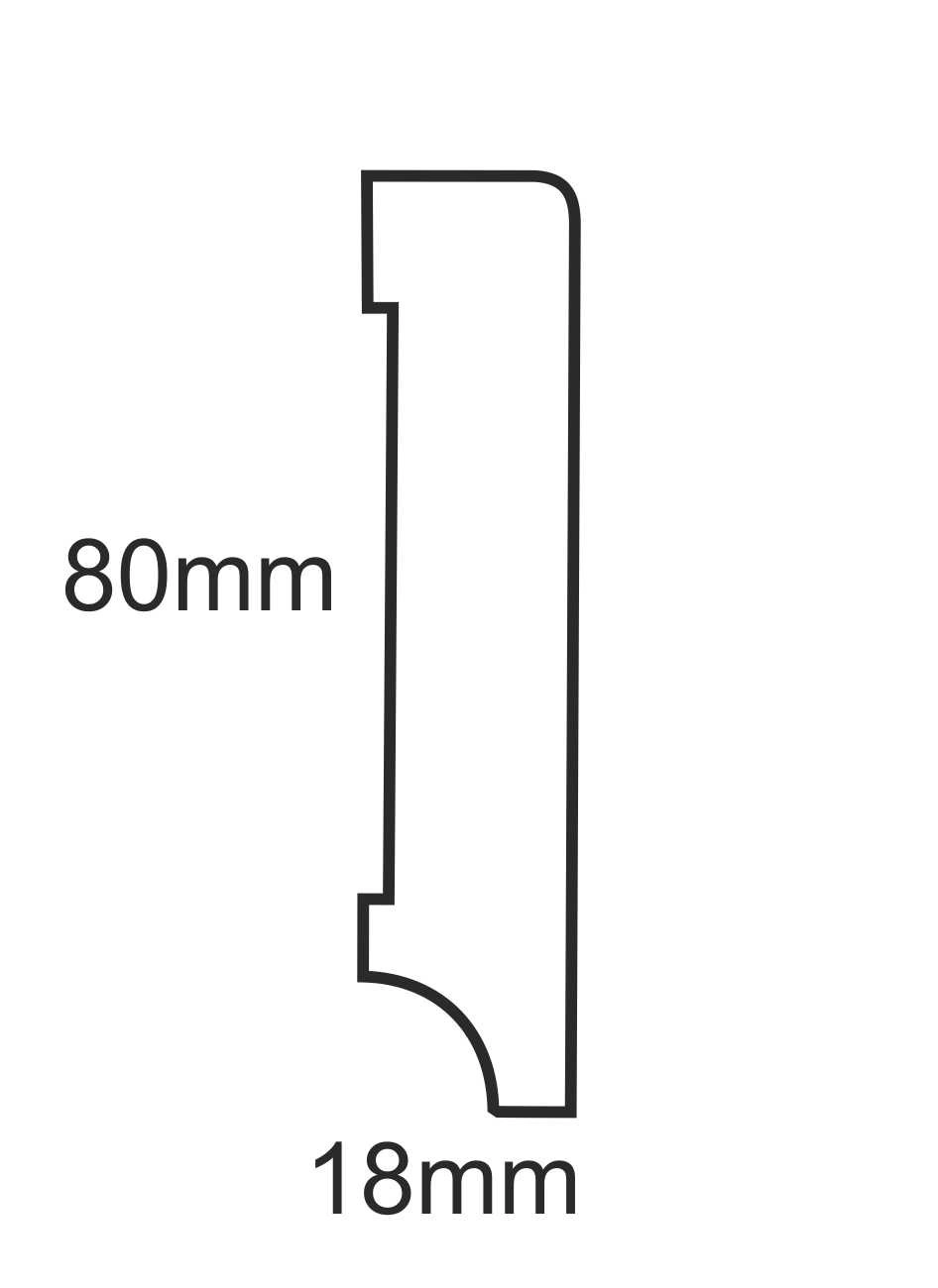 Listwa przypodłogowa fornirowana nielakierowana CP80 R3 (240 cm x 8 cm x 1,8 cm) brzoza