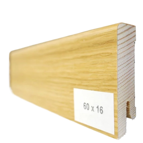 Drewniana listwa przypodłogowa lakierowana 60/16 (240 cm x 6 cm x 1,5 cm) Dąb Biały lakier