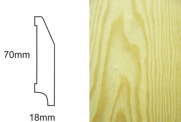 Listwa przypodłogowa fornirowana nielakierowana CP70 RS (240 cm x 7 cm x 1,8 cm) sosna