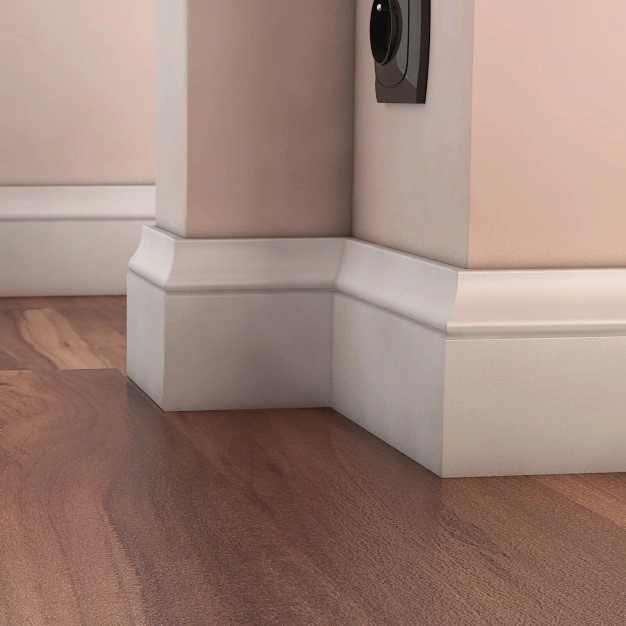 Listwa przypodłogowa MDF PLUS F6 biała wilgocioodporna (262 cm x 8 cm x 1,6 cm) lakier półmatowy RAL 9003