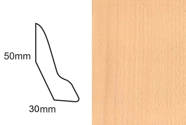 Listwa przypodłogowa fornirowana nielakierowana LP60 (240 cm x 5 cm x 3 cm) buk