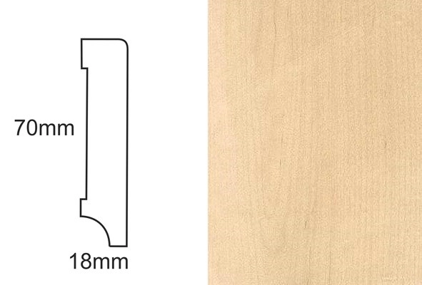 Listwa przypodłogowa fornirowana lakierowana CP70 R3 (240 cm x 7 cm x 1,8 cm) klon