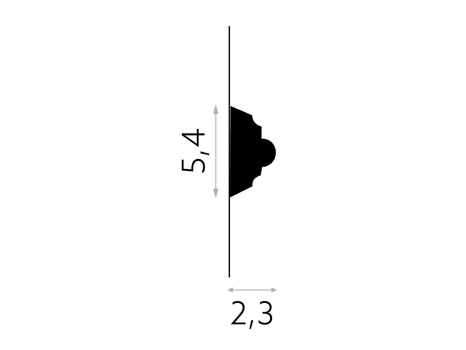 Listwa ścienna biała MDC252 wym. 200 x 2.3 x 5.4 cm, z ProFoam